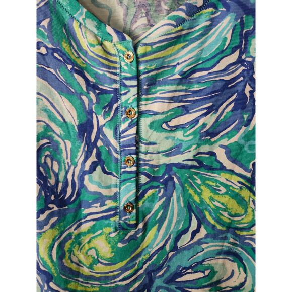 Lilly Pulitzer Pima Cotton XS Blouse Blue Waves - Picture 4 of 5